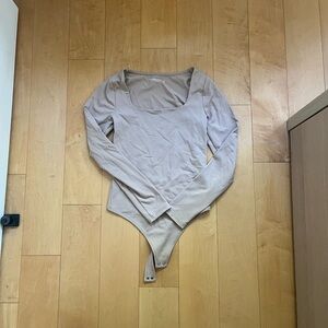 Abercrombie Square Neck Long Sleeve Beige Bodysuit